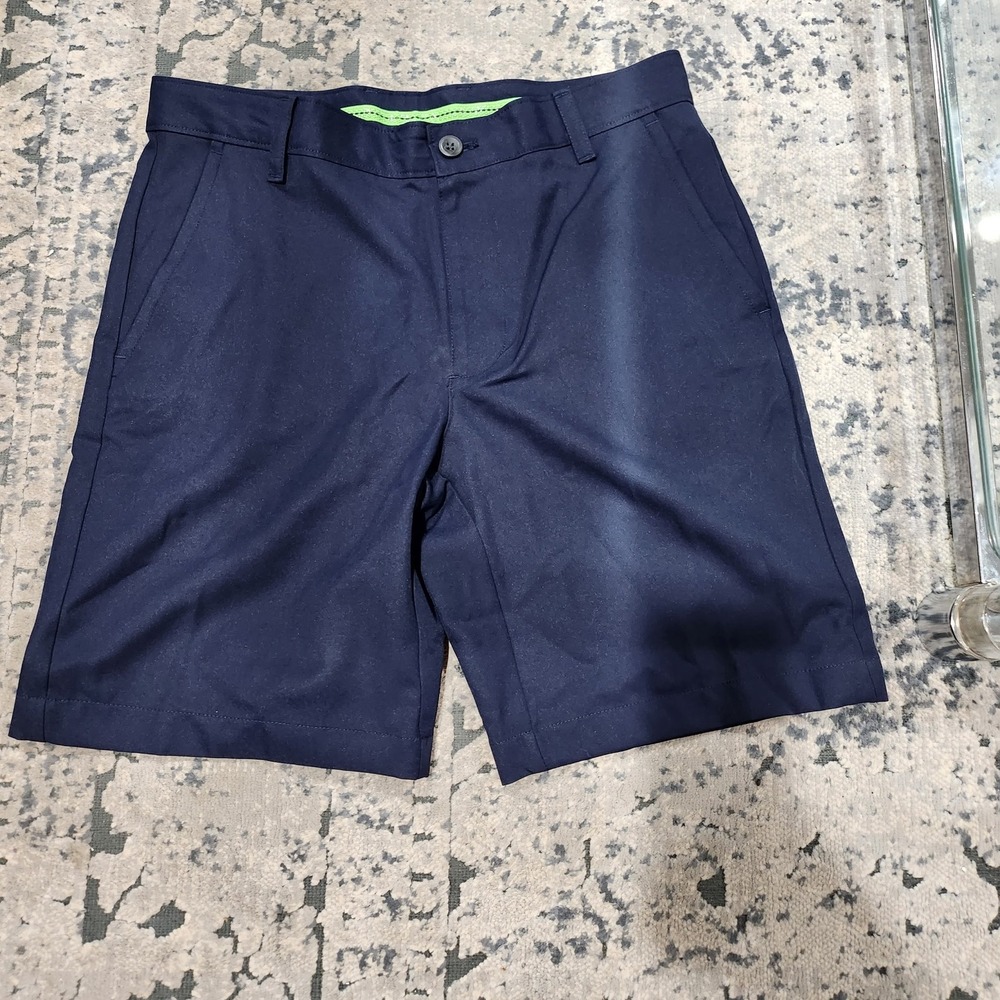 IZOD Golf Shorts Mens 30 Navy Blue Flat Front Performance Casual Chino 9 Inseam